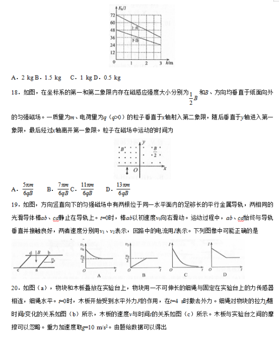 2019云南高考理综试题及答案【word真题试卷】