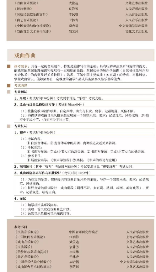 2020上海音乐学院艺术类招生专业及考试大纲