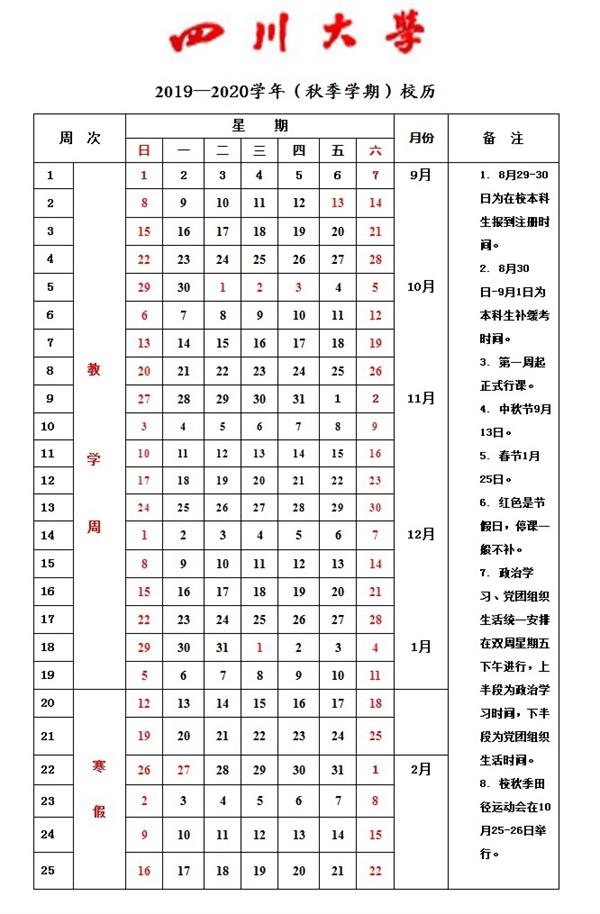 2020四川大学寒假开学时间