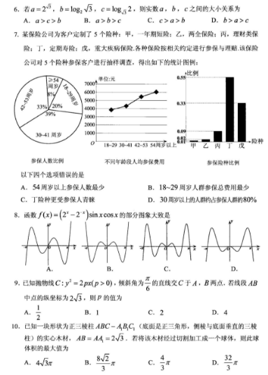 2020全国高考理科数学模拟试题及答案