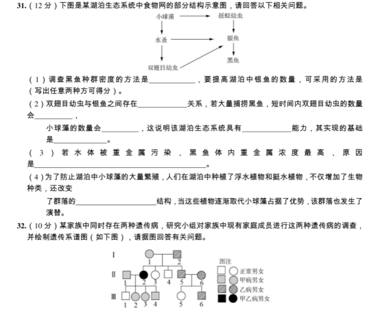 2020全国高考理科综合押题试卷