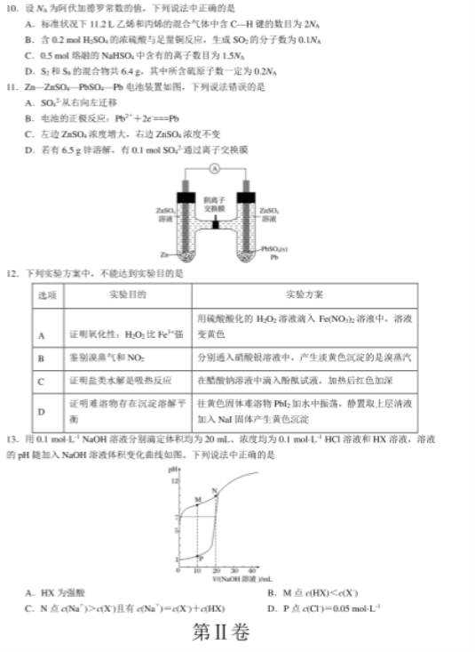 2020全国高考理科综合押题预测化学试题