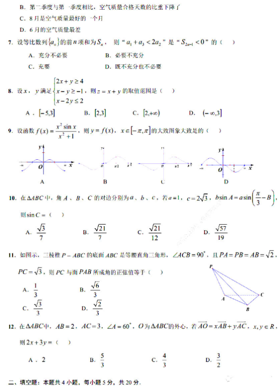 2020四川高考冲刺押题卷理科数学（含答案）