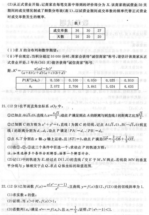 2020广西高考数学押题卷（含答案）