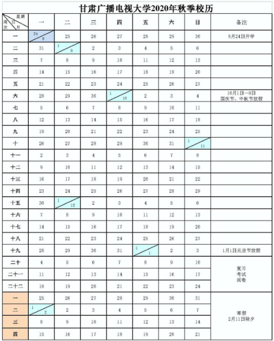 甘肃2020大学什么时候开学